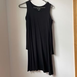 black shoulder open with sleeves- large dress
